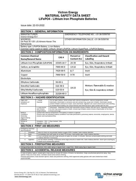 lithium ion safety data sheet